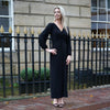 Black Twisted Front Dress | Wanda V Neck Soft Jersey Dress
