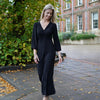 Black Twisted Front Dress | Wanda V Neck Soft Jersey Dress