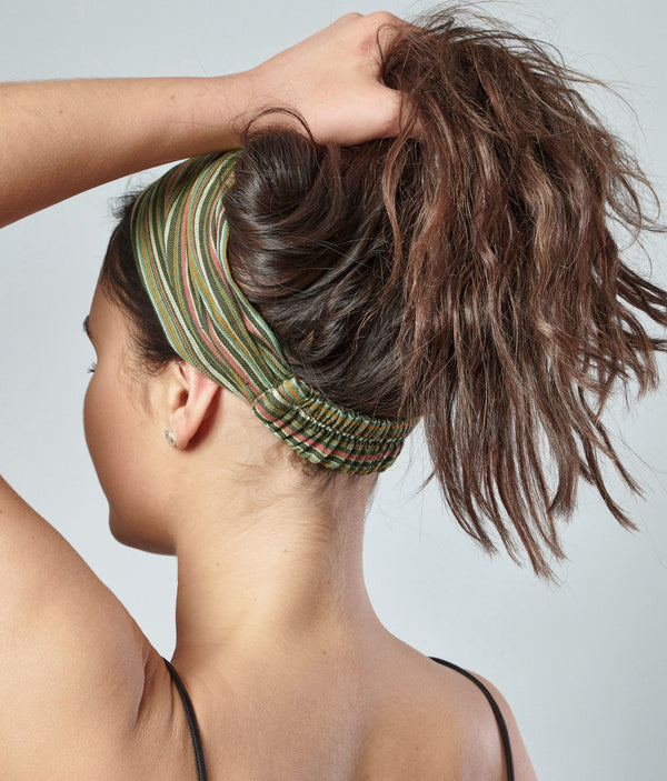 Green Striped Headband | Ziggy Nepalese Cotton Bandana