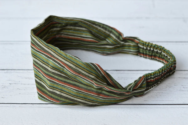 Green Striped Headband | Ziggy Nepalese Cotton Bandana