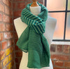 Striped Scarf | Clara Mint & Forest Green Large Soft Light Weight Scarf or Sarong