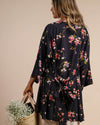 Black & Pink Kimono | Coco Cherry Blossom Print Robe