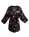 Black & Pink Kimono | Coco Cherry Blossom Print Robe