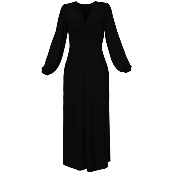 Black Twisted Front Dress | Wanda V Neck Soft Jersey Dress