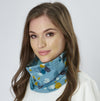 Snood | Esme Teal Blue Printed Jersey Loose Fit Neck Warmer with Soft Brushed Fleecy Back