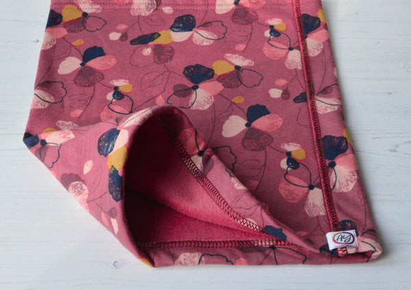 Burnt Orange Floral Snood | Esme Loose Fit Neck Warmer with Soft Brushed Fleecy Back