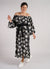 Sample Dress | Black & White Floral Bardot Style Dress | Francesca Dress with Elasticated Neckline | Size UK 10-14