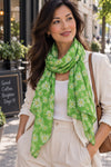 Apple Green Scarf | Hannah Daisy Print Scarf made from Recycled Yarn