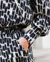 Black Cream & Gold Print Shirt | Elisha Classically Cut Shirt with Deep Cuffs