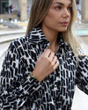 Black Cream & Gold Print Shirt | Elisha Classically Cut Shirt with Deep Cuffs