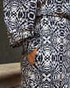 Black & Cream Bow Blouse | Zoe Geometric Print Soft Jersey Blouse