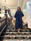 Gathered Relaxed Dress with 3/4 Sleeves | Rosie Black Linen Blend Dress