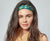 Polka Dot Rigid Headband Jade Green Silky Fabric with Mustard Yellow Spots