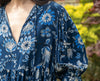 Blue Floral Dress | Manon Relaxed Fit Dress with 3/4 Sleeves & Gathered Skirt