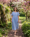 Blue Check Dress | Martina Short Sleeve Cotton Gingham Seersucker Oversized Dress