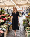 Black Wrap Dress | Molly Semi-Sheer Viscose Dobby Dress