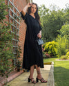 Black Wrap Dress | Molly Semi-Sheer Viscose Dobby Dress