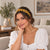 Mustard Yellow with Navy Spot Silky Twisted Knot Rigid Headband