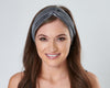 Silver Grey Velour Velvet Headband | Tess Twisted Knot Elasticated Bandana