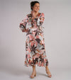 Sample Dress | Silky Floral Long Sleeve Dress with Empire Waistline | Size UK 10-12