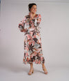 Sample Dress | Silky Floral Long Sleeve Dress with Empire Waistline | Size UK 10-12