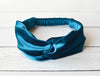Teal Velour Velvet Headband | Tess Twisted Knot Elasticated Bandana