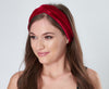 Magenta Red Velour Velvet Headband | Tess Twisted Knot Bandana