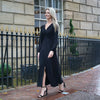 Black Twisted Front Dress | Wanda V Neck Soft Jersey Dress
