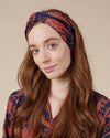 Pink & Navy Blue Headband | Abi Silky Paisley Twisted Knot Hairband