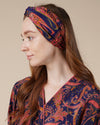 Pink & Navy Blue Headband | Abi Silky Paisley Twisted Knot Hairband