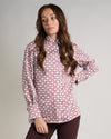 Brown & White Hearts Print Shirt | Elisha Classically Cut Shirt with Deep Cuffs
