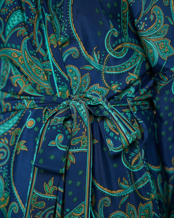 Jade & Blue Kimono | Emily Lightweight Silky Paisley Robe
