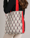 Tote Bag Canvas Lined Red Blue & White Art Nouveau Print Shoulder Bag