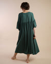 Bottle Green Dress | Rosie Gathered Waist Relaxed Fitting Dress
