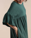 Bottle Green Dress | Rosie Gathered Waist Relaxed Fitting Dress