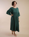 Bottle Green Dress | Rosie Gathered Waist Relaxed Fitting Dress