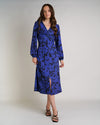 Blue Floral Print Dress | Wanda Twisted Front Soft Jersey Midi Dress