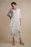 White Layered Dress | Chelsea Loose Fitting Dress with Front Button Detail