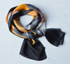 Aria | Silk Charmeuse Scarf - Mustard & Black Block Pinstripe