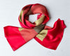 Aria | Silk Charmeuse Scarf - Raspberry & Gold Block Pinstripe