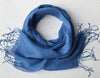 Talia | Linen Scarf with Tassels - Cobalt Blue