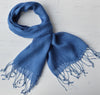 Talia | Linen Scarf with Tassels - Cobalt Blue