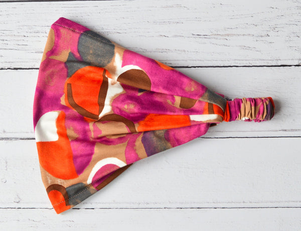 Zara | Cotton Headband - Purple & Orange Geometric