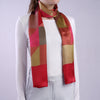 Aria | Silk Charmeuse Scarf - Raspberry & Gold Block Pinstripe