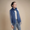 Talia | Linen Scarf with Tassels - Cobalt Blue