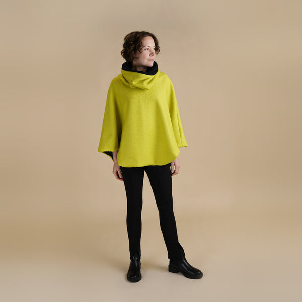 Vibrant Colour Funnel Neck Cape | Georgia Boiled Wool Fully Lined Poncho