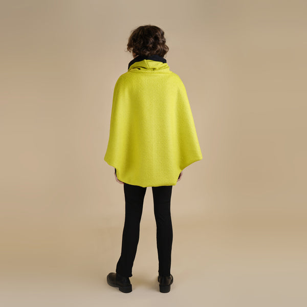 Vibrant Colour Funnel Neck Cape | Georgia Boiled Wool Fully Lined Poncho