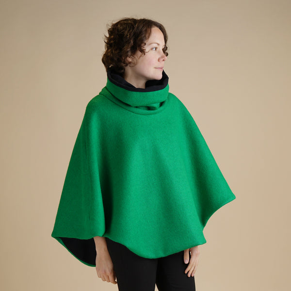 Vibrant Colour Funnel Neck Cape | Georgia Boiled Wool Fully Lined Poncho