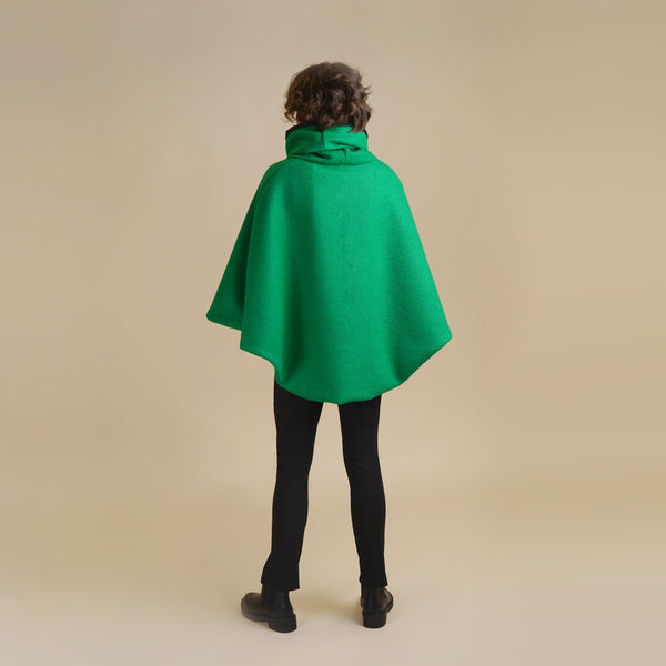 Vibrant Colour Funnel Neck Cape | Georgia Boiled Wool Fully Lined Poncho