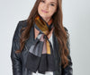 Aria | Silk Charmeuse Scarf - Mustard & Black Block Pinstripe